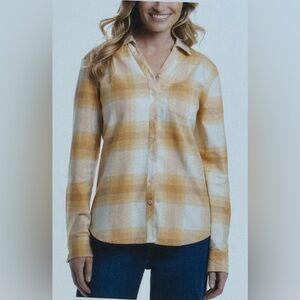 Weatherproof Yellow and Cream Plaid Button-Down Shirt